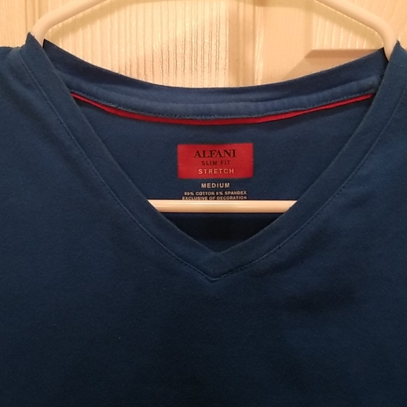 ALFANI Slim Fit Stretch (M) Womens Blue Tee Shirt - Picture 3 of 11